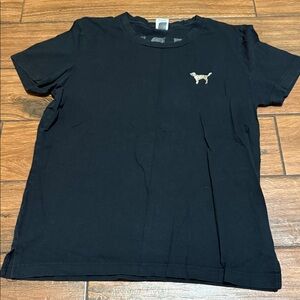 PINK Victoria's Secret Black Tee with Dog Logo
